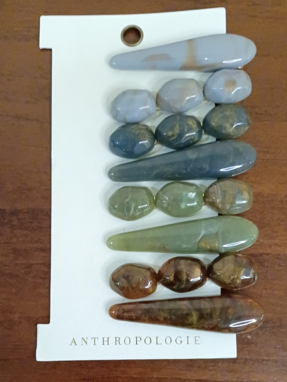 Anthropologie Gemstone Hair Clips, Set Of 8 - NWT!
